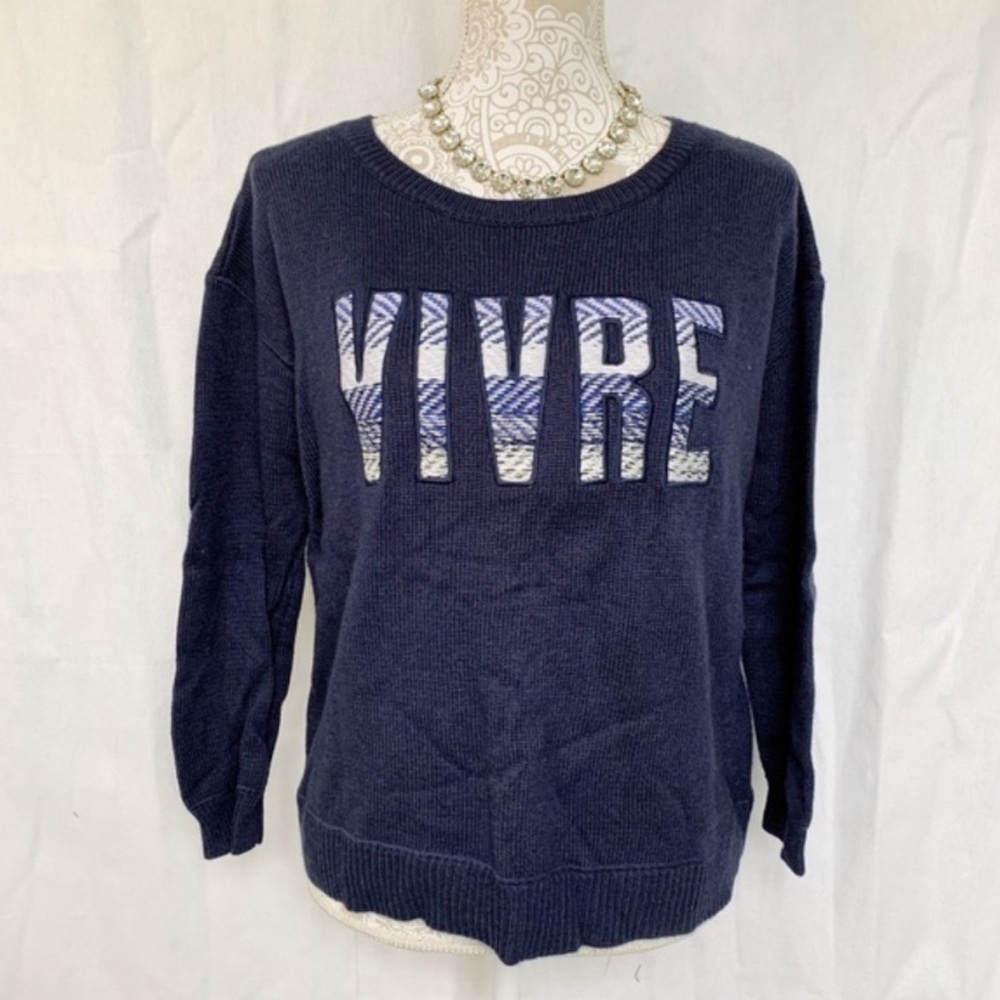 Joie // Blue, White Embroidered Vivre Sweater size medium my1